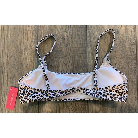 Junior's Xhilaration Ribbed Bralette Bikini Top, Animal Print, X-Large, NEW, 820 - Picture 7 of 8